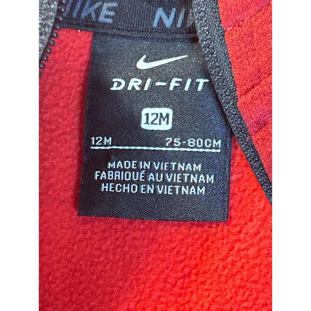Nike‎ Kids Dri-Fit Full Zip Hoodie Red 12M Athletic ThermaFit